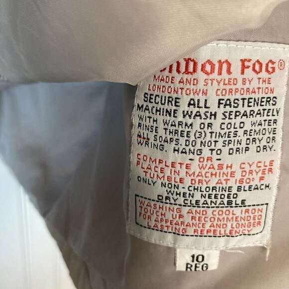 London Fog Womens 10 Reg Zip Snap Front Removable Liner Khaki Tan Car Coat - Picture 10 of 15